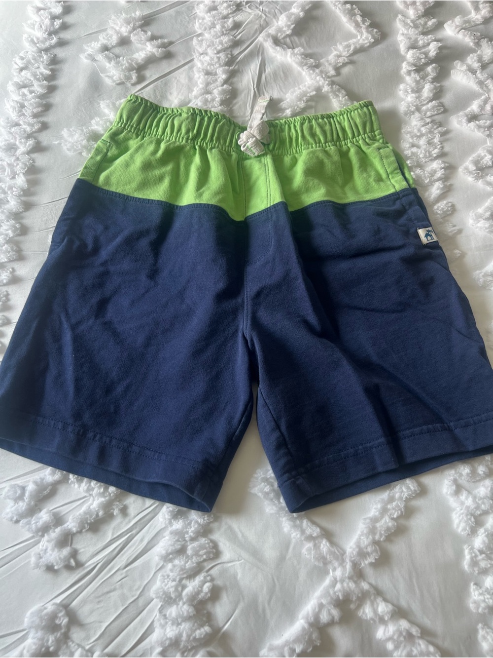 Boys Two-Tone Green and Navy Swim/Beach Shorts